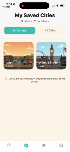 Creating a new trip by tapping Create Trip button, naming the trip for upcoming vacation, and setting up empty trip list